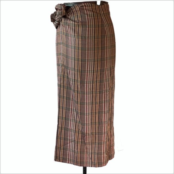BNWT Zara Plaid Tie-Front Midi Skirt SIZE L - Picture 10 of 14